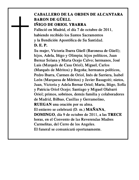 IÑIGO DE ORIOL YBARRA