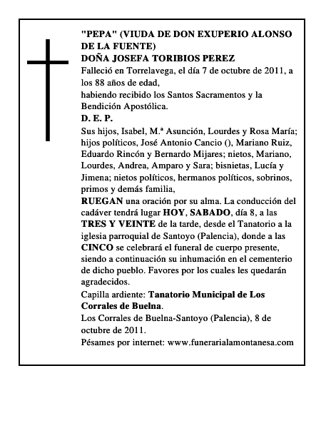 DOÑA JOSEFA TORIBIOS PEREZ