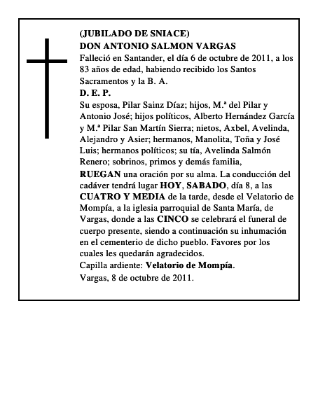 DON ANTONIO SALMON VARGAS