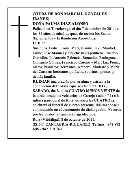 DOÑA PALMA DIAZ ALONSO