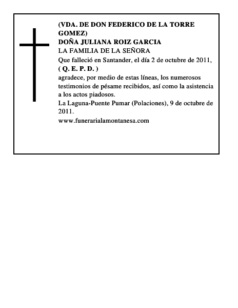 DOÑA JULIANA ROIZ GARCIA