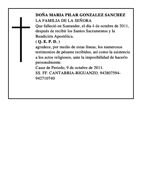DOÑA MARIA PILAR GONZALEZ SANCHEZ