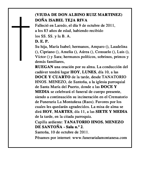 DOÑA ISABEL TEJA RIVA