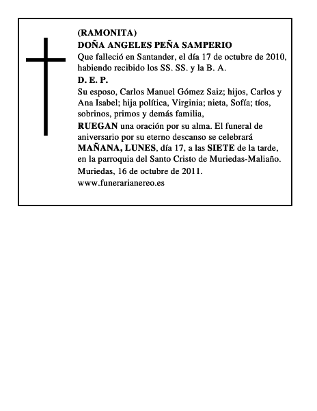 DOÑA ANGELES PEÑA SAMPERIO
