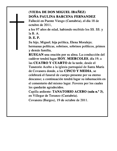 DOÑA PAULINA BARCENA FERNANDEZ