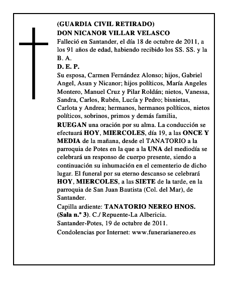 DON NICANOR VILLAR VELASCO