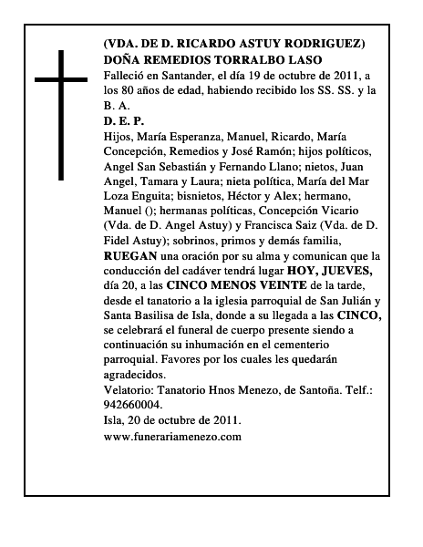 DOÑA REMEDIOS TORRALBO LASO