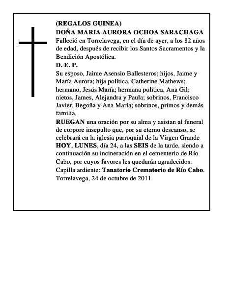 DOÑA MARIA AURORA OCHOA SARACHAGA