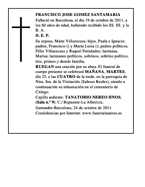 FRANCISCO JOSE GOMEZ SANTAMARIA