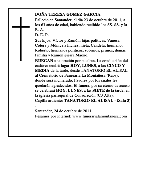 DOÑA TERESA GOMEZ GARCIA