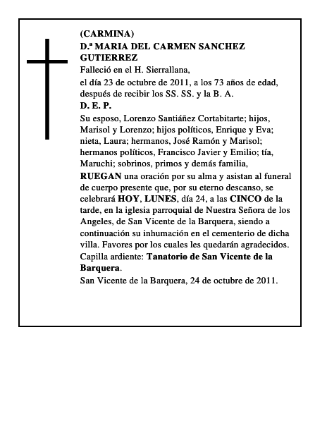D.ª MARIA DEL CARMEN SANCHEZ GUTIERREZ
