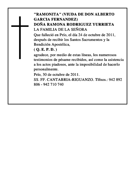 DOÑA RAMONA RODRIGUEZ YURRIETA