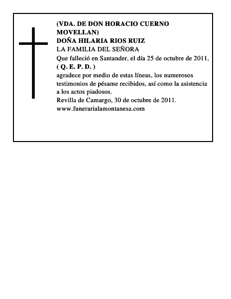 DOÑA HILARIA RIOS RUIZ
