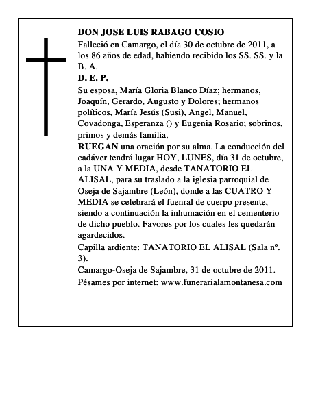 DON JOSE LUIS RABAGO COSIO