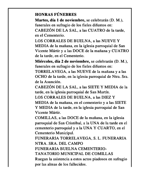 HONRAS FÚNEBRES