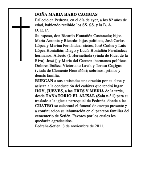 DOÑA MARIA HARO CAGIGAS