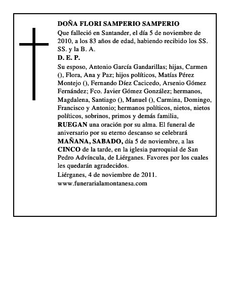 DOÑA FLORI SAMPERIO SAMPERIO