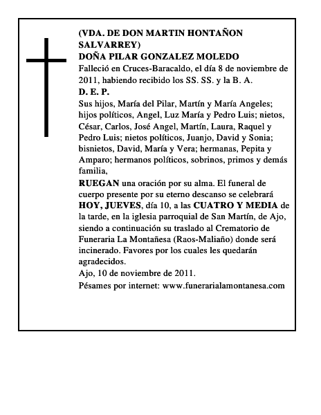 DOÑA PILAR GONZALEZ MOLEDO