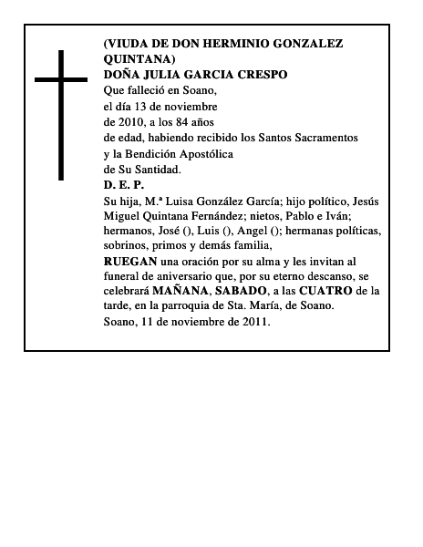 DOÑA JULIA GARCIA CRESPO