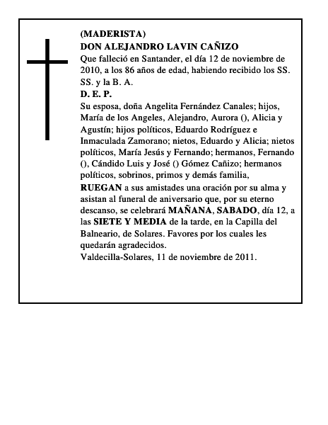 DON ALEJANDRO LAVIN CAÑIZO