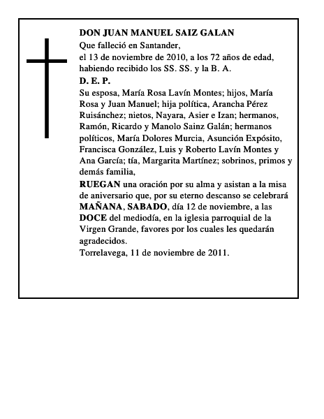 DON JUAN MANUEL SAIZ GALAN