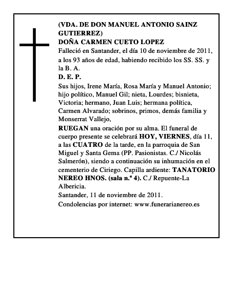 DOÑA CARMEN CUETO LOPEZ