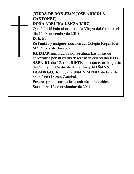 DOÑA ADELINA LANZA RUIZ