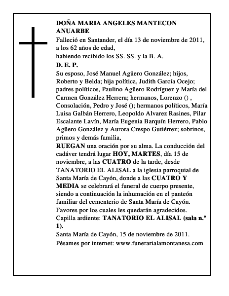 DOÑA MARIA ANGELES MANTECON ANUARBE