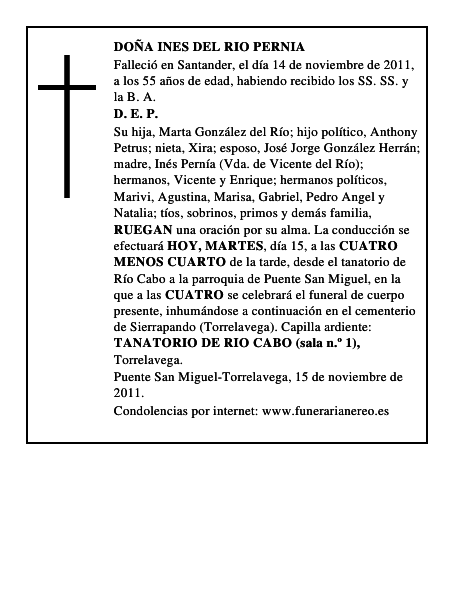 DOÑA INES DEL RIO PERNIA