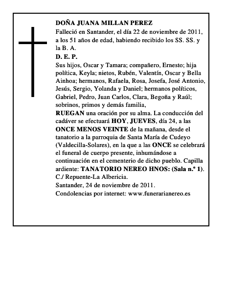 DOÑA JUANA MILLAN PEREZ