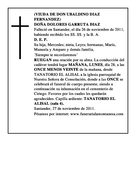 DOÑA DOLORES GARRUTA DIAZ