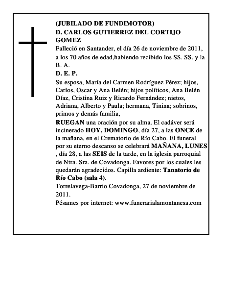 D. CARLOS GUTIERREZ DEL CORTIJO GOMEZ