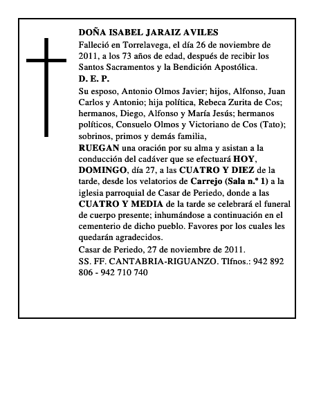 DOÑA ISABEL JARAIZ AVILES