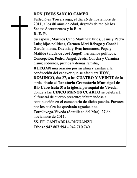 DON JESUS SANCIO CAMPO