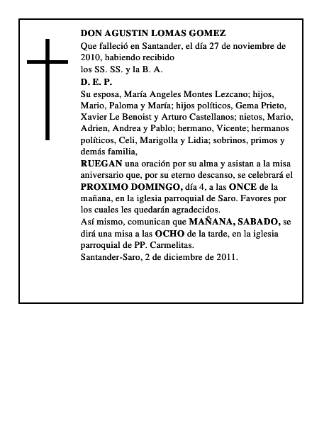 DON AGUSTIN LOMAS GOMEZ