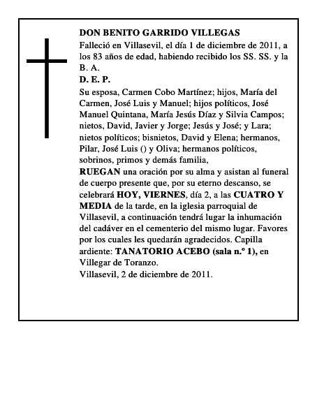 DON BENITO GARRIDO VILLEGAS