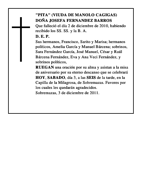 DOÑA JOSEFA FERNANDEZ BARROS