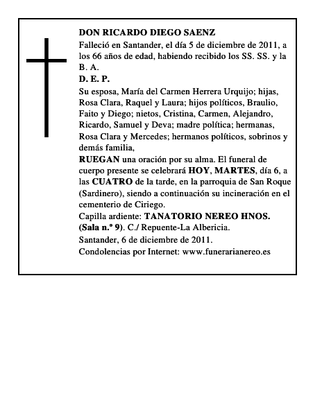 DON RICARDO DIEGO SAENZ