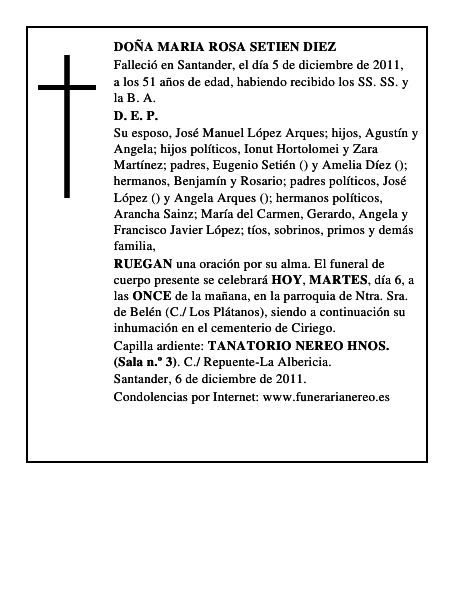 DOÑA MARIA ROSA SETIEN DIEZ