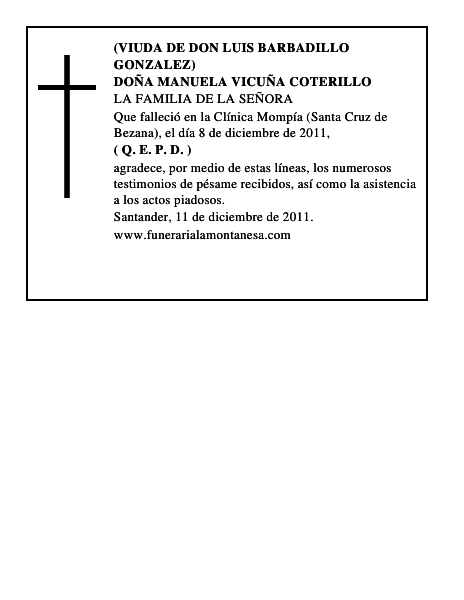 DOÑA MANUELA VICUÑA COTERILLO