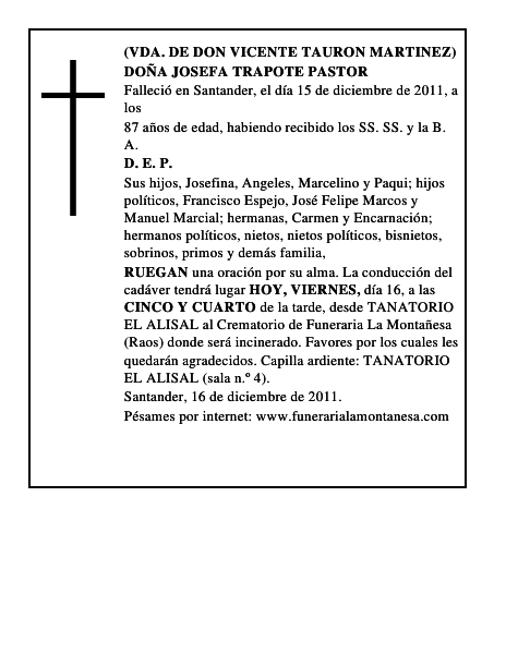 DOÑA JOSEFA TRAPOTE PASTOR