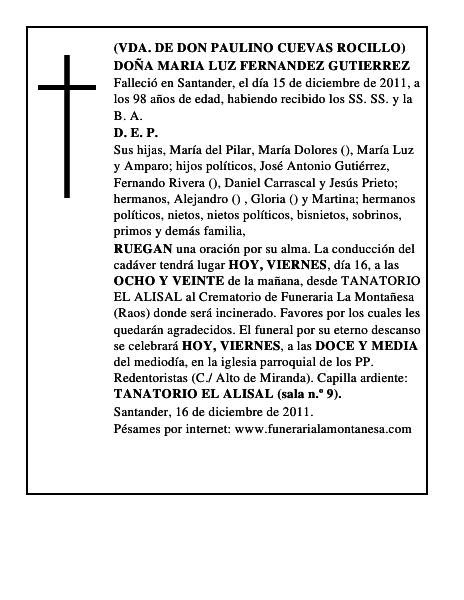 DOÑA MARIA LUZ FERNANDEZ GUTIERREZ
