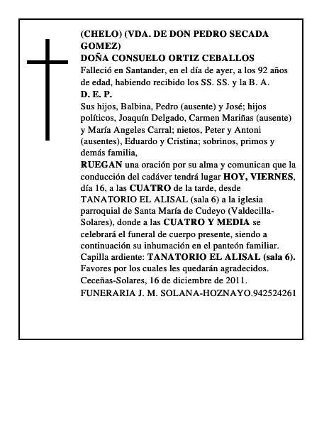 DOÑA CONSUELO ORTIZ CEBALLOS