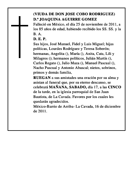 D.ª JOAQUINA AGUIRRE GOMEZ