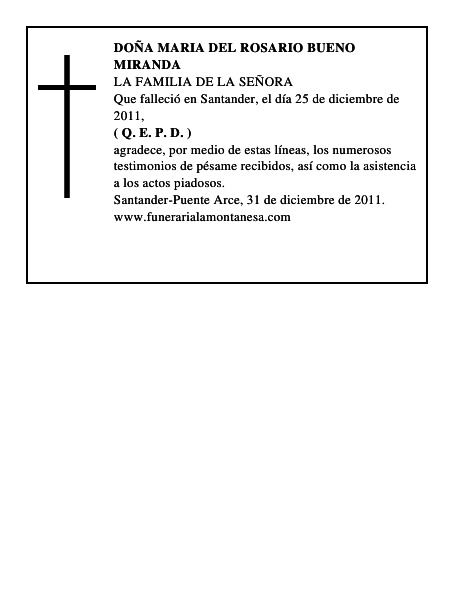 DOÑA MARIA DEL ROSARIO BUENO MIRANDA