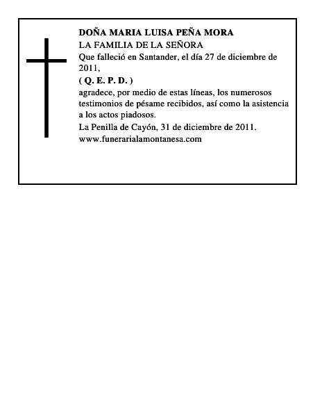 DOÑA MARIA LUISA PEÑA MORA