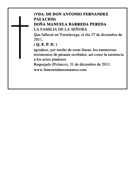 DOÑA MANUELA BARREDA PEREDA
