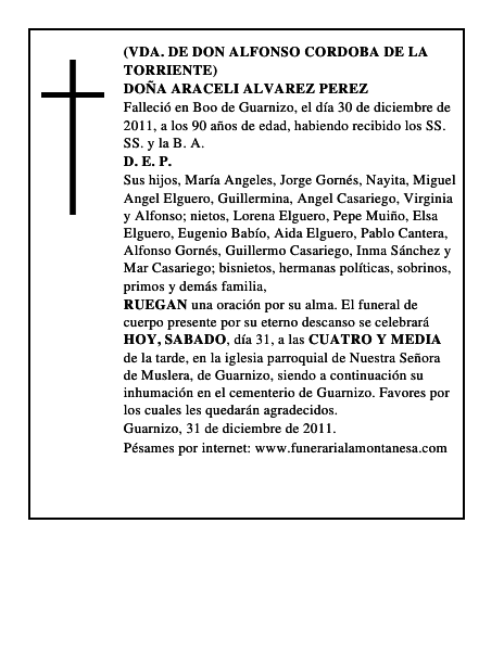 DOÑA ARACELI ALVAREZ PEREZ