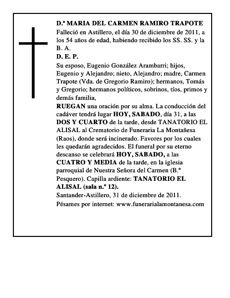 D.ª MARIA DEL CARMEN RAMIRO TRAPOTE