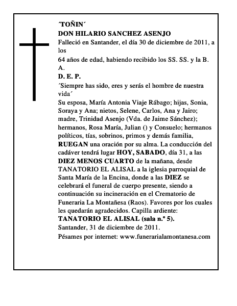 DON HILARIO SANCHEZ ASENJO